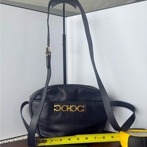 Salvatore Ferragamo Navy Leather Bag with Gold Accents